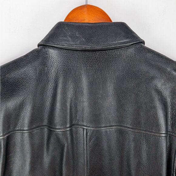 Leather Bomber Jacket Men’s L Black Brass Zipper Classic Flight | Eddie Bauer - Picture 11 of 12